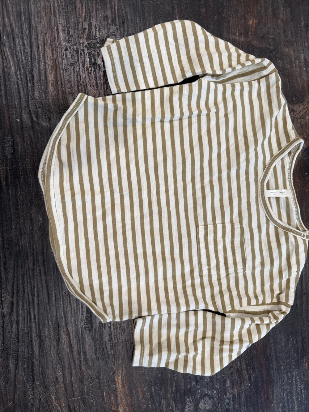 Rylee + cru stripe T shirt dark khaki